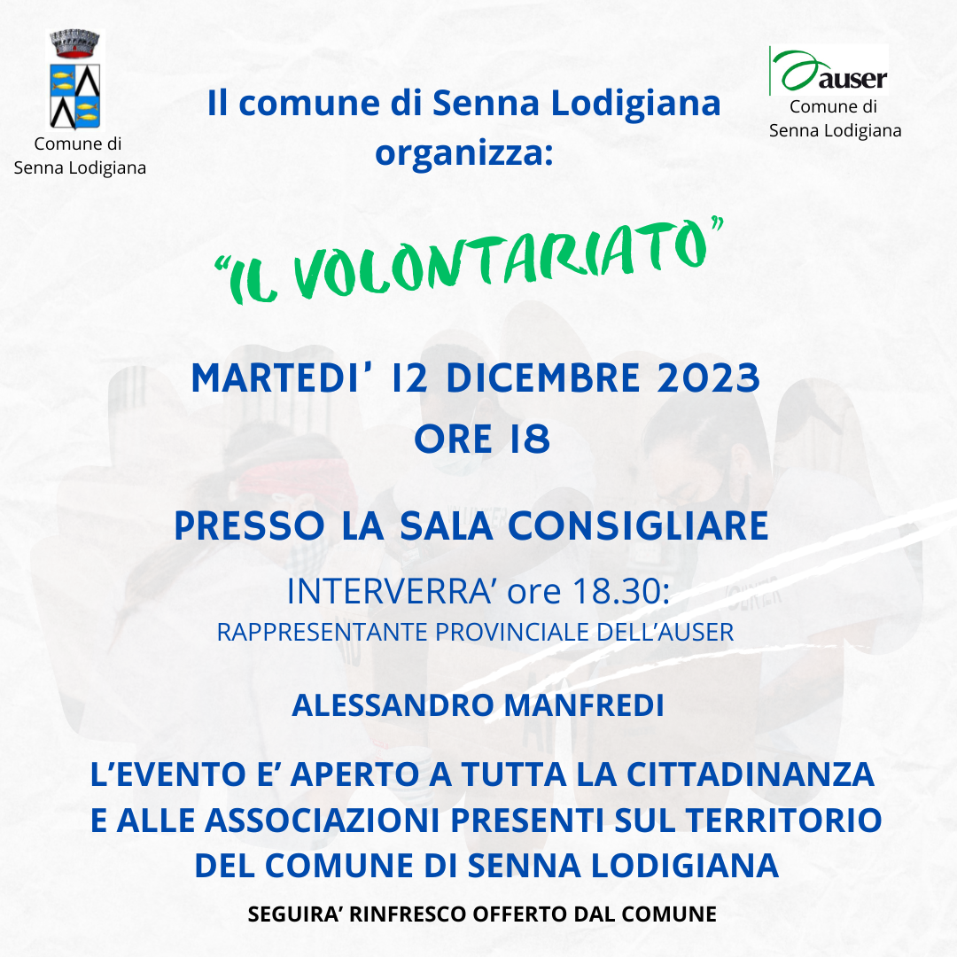 Incontro sul tema "il volontariato" 12 dicembre 2023 